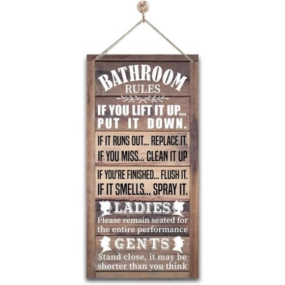 Rustic Bathroom Decor, Western Bathroom Decor, Funny Bathroom Signs Wall Decor - Picture 6 of 6